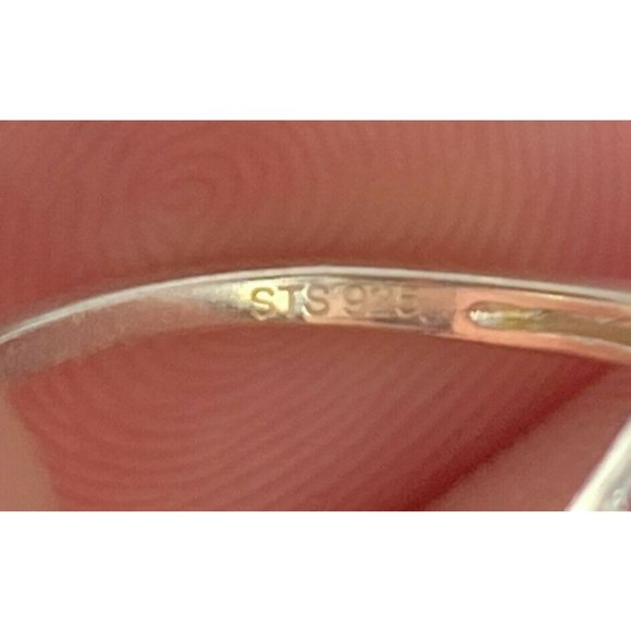 STS 925 Aquarmine CZ Cocktail Ring Size 8 Signed Chuck Clemency - Picture 6 of 7